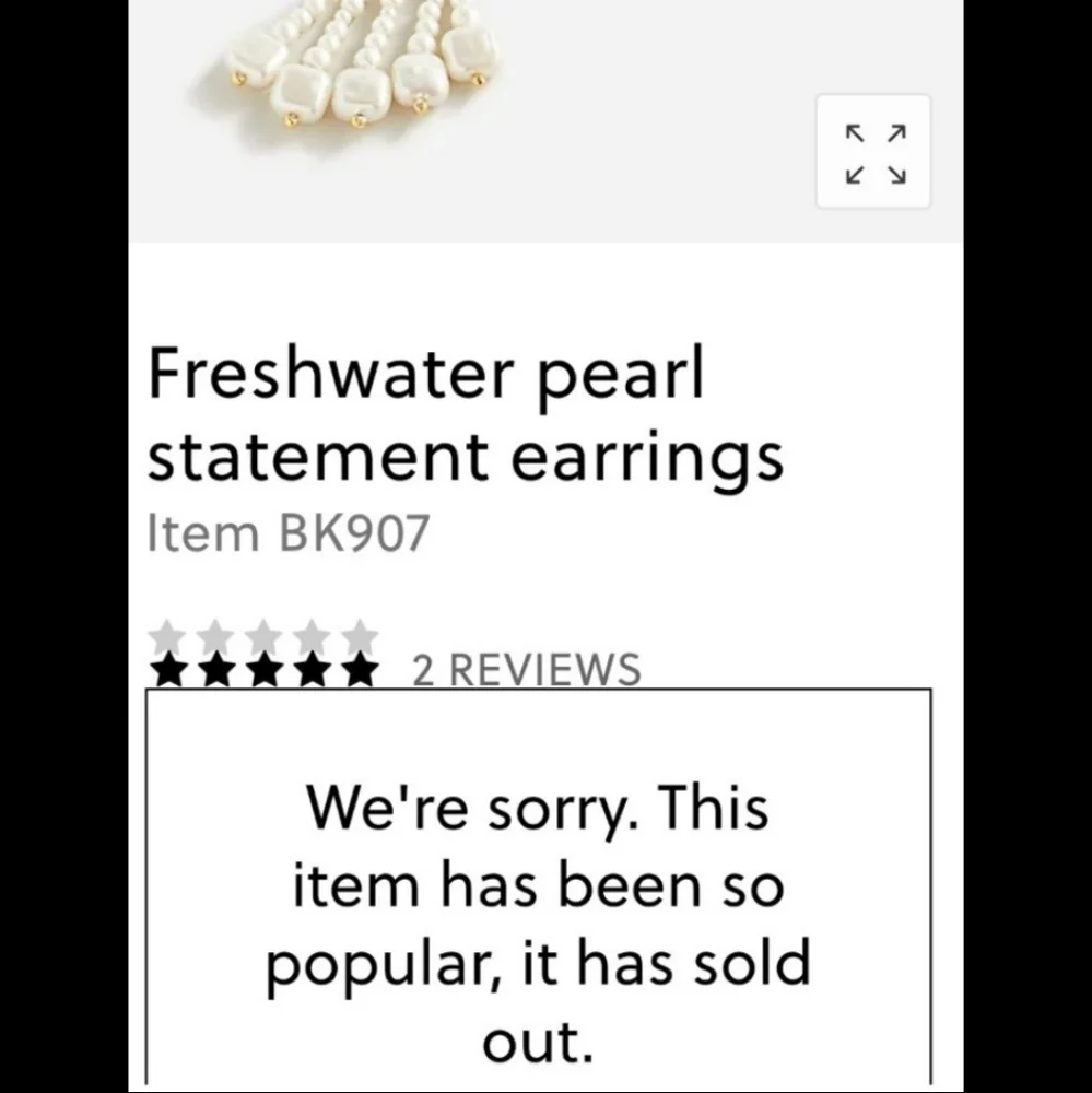 J.CREW Freshwater pearl sparkle statement earrings 2 1/2 In. BNWT SO 1 Left!